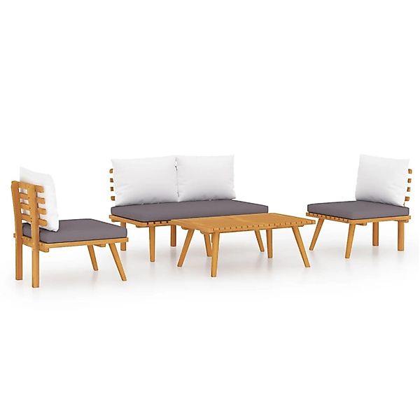 vidaXL Gartenlounge-Set 4-tlg. Garten-Lounge-Set mit Auflagen günstig online kaufen