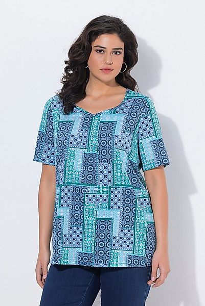 Ulla Popken T-Shirt T-Shirt Zierfalten A-Linie Herzausschnitt Halbarm günstig online kaufen