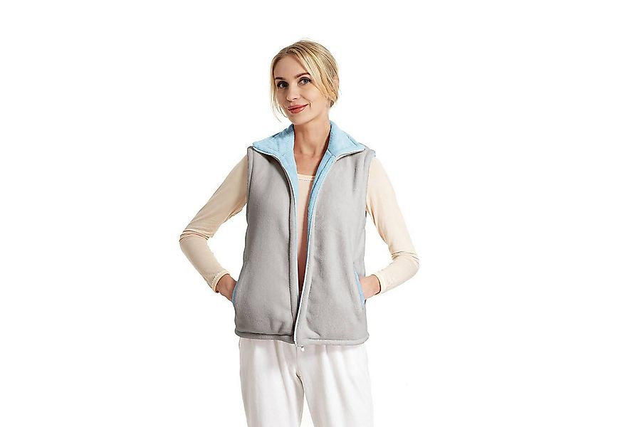 M-Diamant Fleeceweste Damen Wende-Flauschweste aus Micro-Velours mit Reißve günstig online kaufen