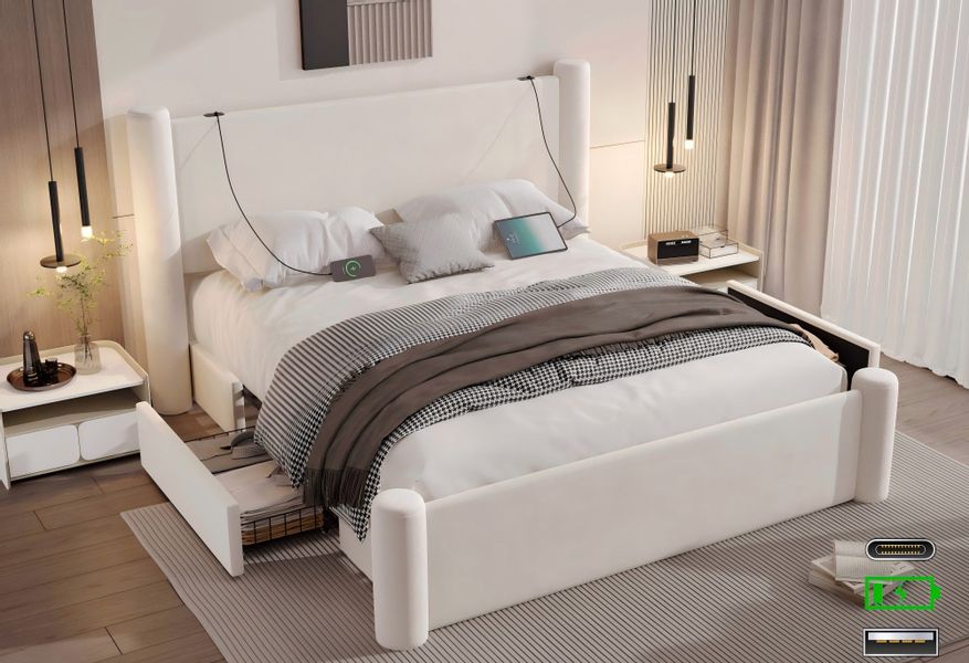 LVHOM Polsterbett 140x200cm/160x200cm Bettgestell, Doppelbett/Straumbett/Fu günstig online kaufen