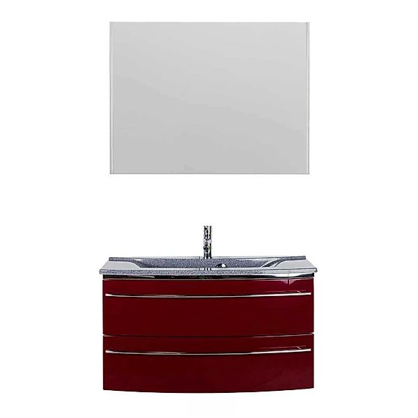 Badmöbel Set Rot Glanz in modernem Design Made in Germany (zweiteilig) günstig online kaufen