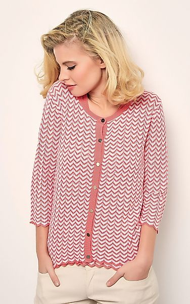 Passioni Cardigan Twinset im Zick-Zack Muster günstig online kaufen