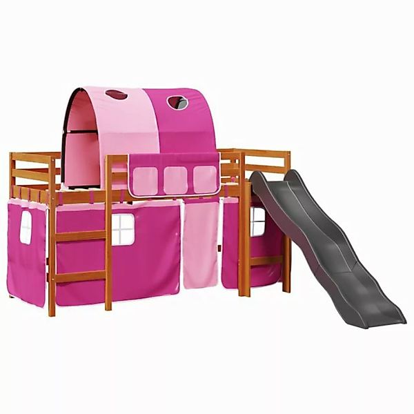 vidaXL Bett Kinderhochbett mit Tunnel Rosa 80x200 cm Massivholz Kiefer günstig online kaufen