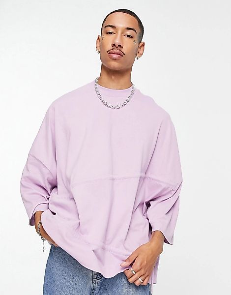 ASOS DESIGN – Oversize-T-Shirt in Lila mit Kordelzug-Violett günstig online kaufen