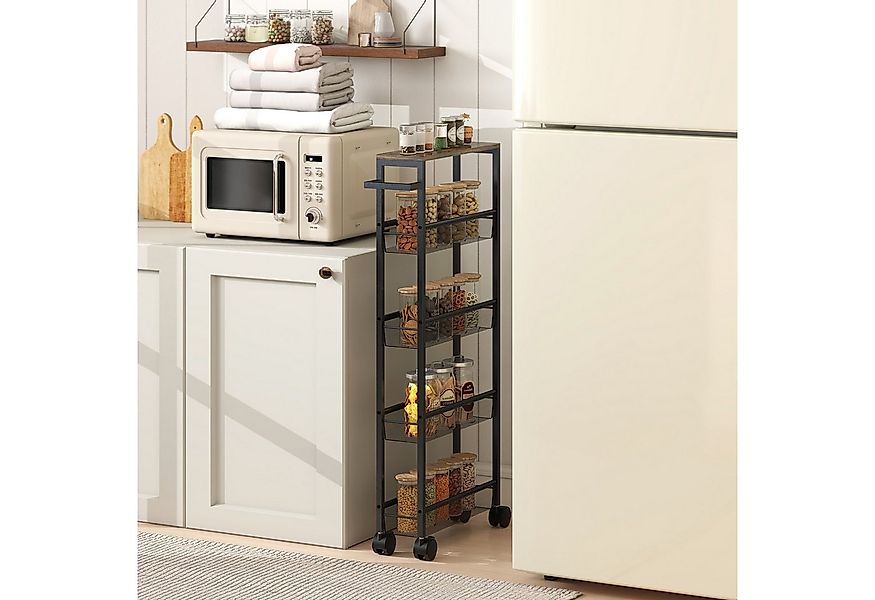 HOMCOM Küchenwagen mit Rollen, Maschenkörbe, (Rollwagen, 1 St., Servierwage günstig online kaufen