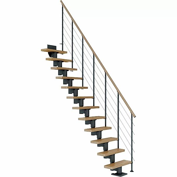 Dolle Mittelholmtreppe Dublin Eiche Anthrazit GH bis 270 cm Gerade 65 cm FS günstig online kaufen