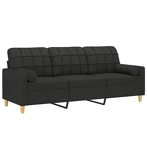 vidaXL 3-Sitzer-Sofa mit Zierkissen Schwarz 180 cm Stoff 3200794 günstig online kaufen