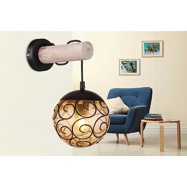 Globo Wandlampe Ma x i 1-flammig Schwarz matt 150 x 360 mm günstig online kaufen