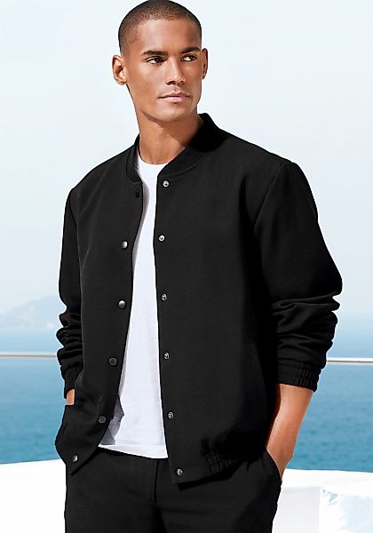 John Devin Blouson "mit Rippkragen", Übergangsjacke mit Innentasche, aus le günstig online kaufen