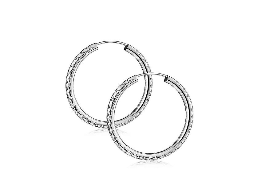Materia Paar Creolen Damen Silber Glitzereffekt Ø30mm SO-326, 925 Sterling günstig online kaufen