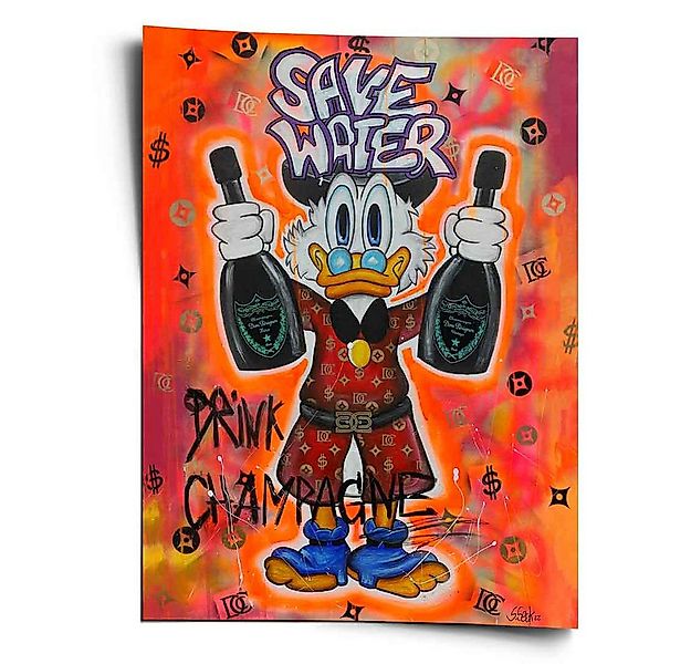 DOTCOMCANVAS® Leinwandbild Save Water Drink Champagne - Wandbild, Duck Pop günstig online kaufen