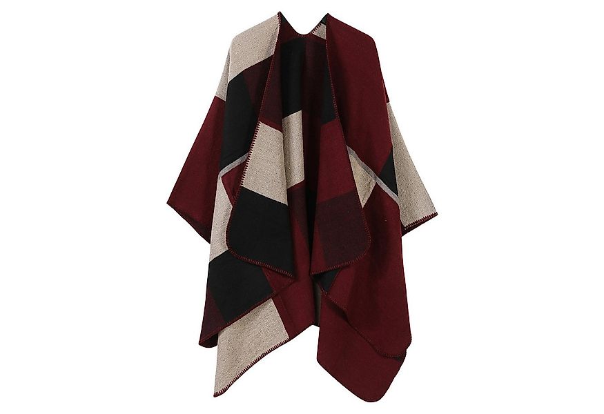 Refttenw Poncho Damen Sommer, Klassischer Karo Wickelponcho, Asymmetrisch 1 günstig online kaufen