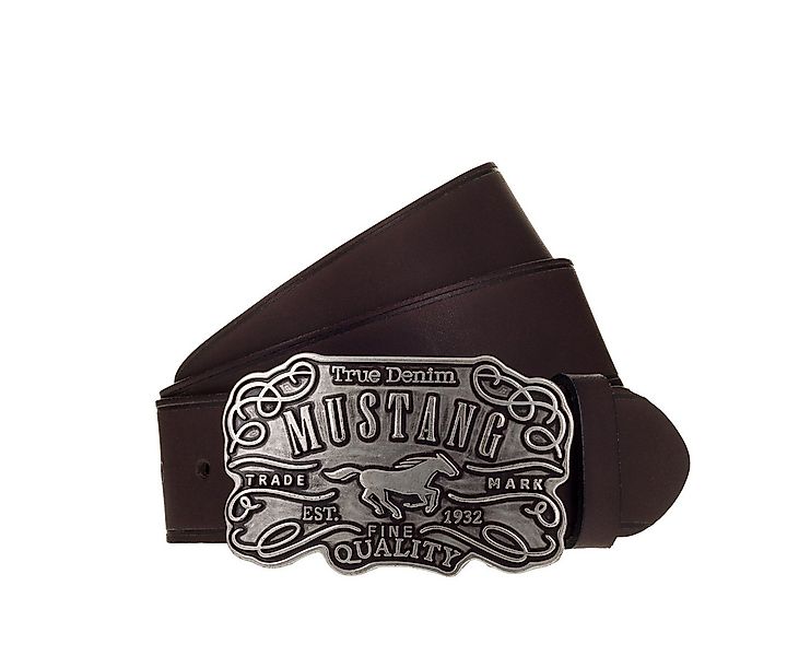 MUSTANG Ledergürtel feine Logoprägung, Echtleder, aufwendige Gürtelschnalle günstig online kaufen