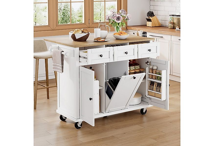 STILVORA Küchenwagen Kücheninsel mit Rollen,Mülleimer&Schubladen,Ausziehbar günstig online kaufen