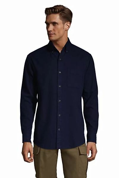 Jaspé-Flanellhemd, Modern Fit, Herren, Größe: XL Normal, Blau, Baumwolle, b günstig online kaufen
