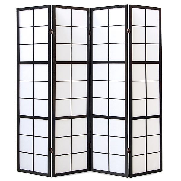 Homestyle4u 4-tlg. Paravent Shoji in Schwarz 176x175 cm 282 günstig online kaufen