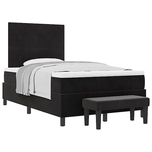 vidaXL Bett Boxspringbett mit Matratze & Bank Schwarz 120x200 cm Samt (2-tl günstig online kaufen