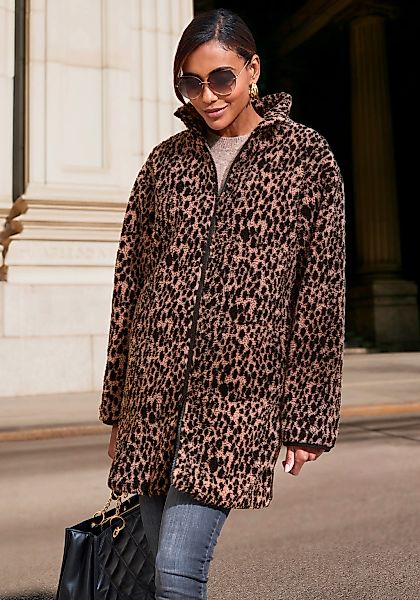 LASCANA Fleecejacke im Leomuster in weicher Fleece-Qualität günstig online kaufen