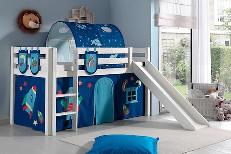 Vipack Hochbett "Pino, Spielbett massiv Kiefer, stabil gebaut, 3 Korpusfarb günstig online kaufen