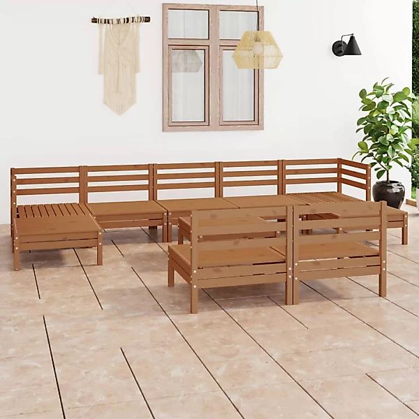 10-tlg. Garten-lounge-set Honigbraun Massivholz Kiefer günstig online kaufen