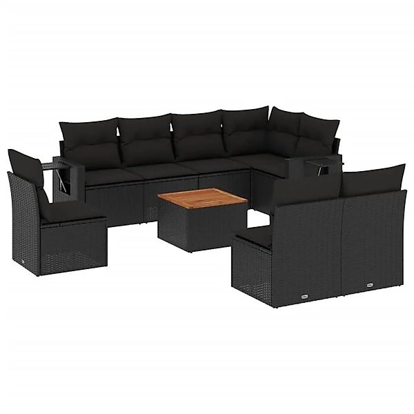 vidaXL 9-Tlg Garten-Sofagarnitur mit Kissen Schwarz Poly Rattan 3224599 günstig online kaufen