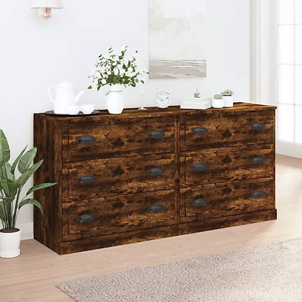 Vidaxl Sideboards 2 Stk. Räuchereiche Holzwerkstoff günstig online kaufen