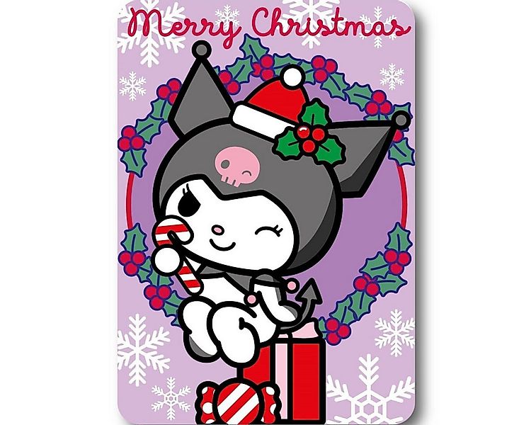 Wohndecke Hello Kitty Kuromi Weihnachts-Fleecedecke 100x140cm, Hello Kitty, günstig online kaufen