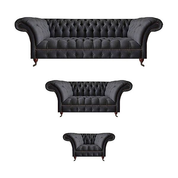 Xlmoebel Sofa Chesterfield Schwarze Couchgarnitur Polstermöbel Wohnzimmer S günstig online kaufen