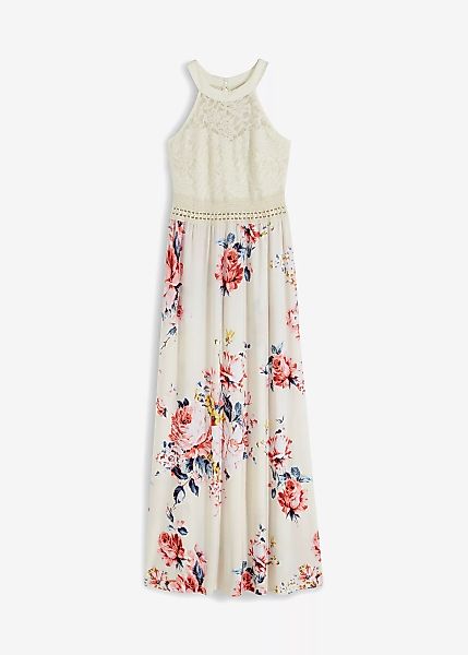 Sommer-Maxikleid mit Blumen-Print und Spitze günstig online kaufen