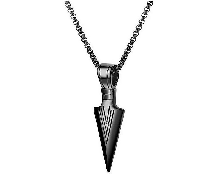 KARMA Kette mit Anhänger Halskette Herren Edelstahl schwarz Pfeilspitze Män günstig online kaufen