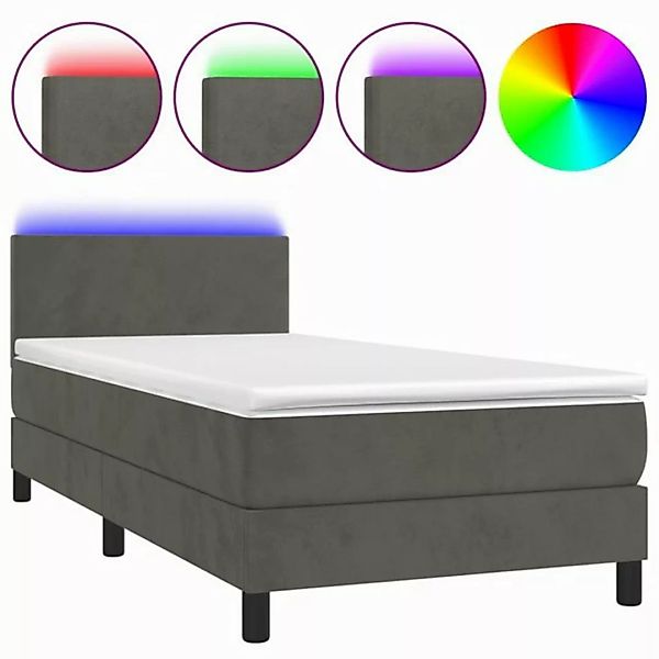 vidaXL Boxspringbett Boxspringbett mit Matratze LED Dunkelgrau 90x200 cm Sa günstig online kaufen