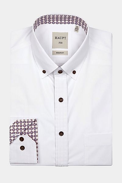 Haupt Langarmhemd Haupt Modern Fit Langarm Herrenhemd in White und Kontrast günstig online kaufen