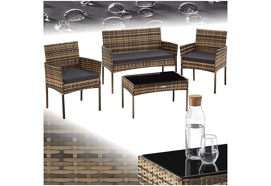 tectake Sitzgruppe Rattan Gartenset, (Set., 4-tlg), Wasserabweisende, abneh günstig online kaufen