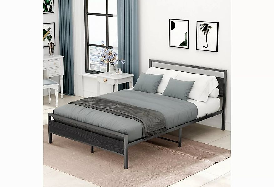 HAUSS SPOLE Metallbett mit MDF-Kopfteil, Lattenrost, 140 x 200 cm, schwarz günstig online kaufen