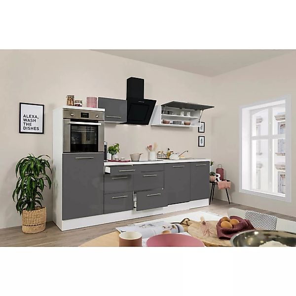 Respekta Küchenblock Premium grau hochglänzend B/H/T: ca. 280x200x60 cm günstig online kaufen