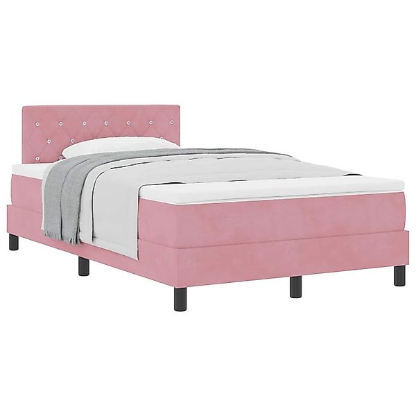 vidaXL Boxspringbett mit Matratze mit Kopfteil Rosa 120 x 200 cm Samt 33391 günstig online kaufen