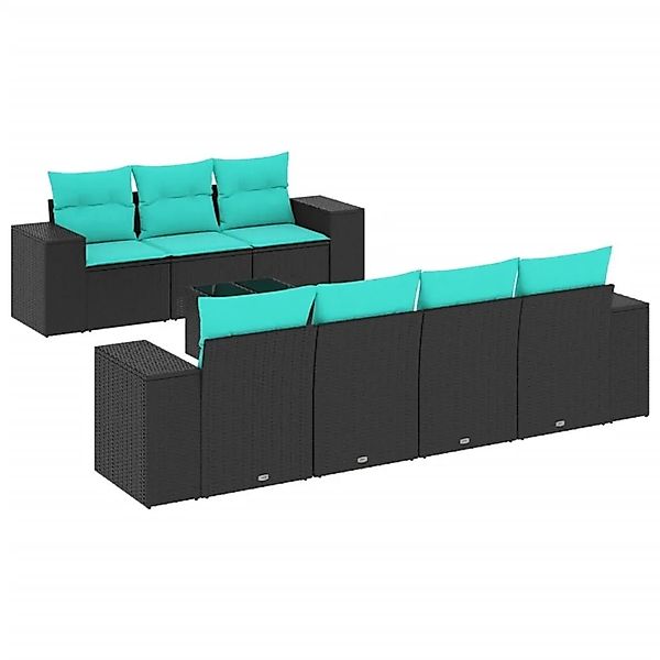 vidaXL 8-Tlg Gartensofa-Set mit Kissen Schwarzes Polyrattan 3222326 günstig online kaufen