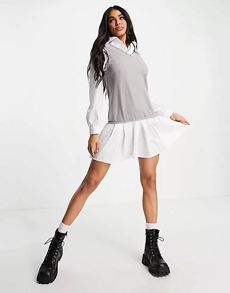 I Saw It First – 2-in-1-Hemdkleid mit Strickpullunder in Grau günstig online kaufen