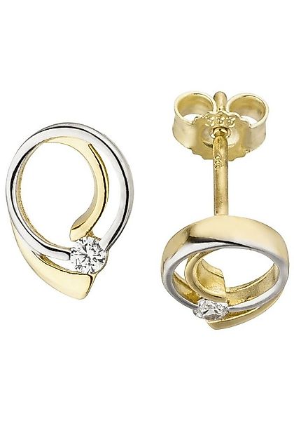 JOBO Paar Ohrstecker, 333 Gold bicolor mit Zirkonia günstig online kaufen