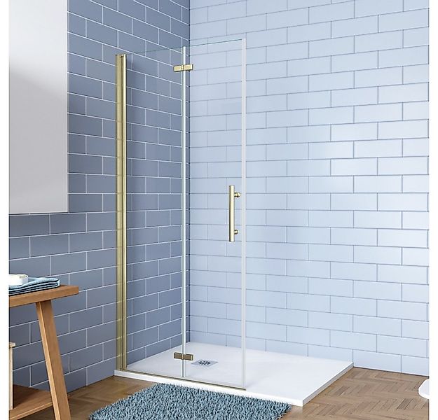 AICA Walk-in-Dusche H:195cm Gold Duschwand Duschabtrennung Falttür Scharnie günstig online kaufen