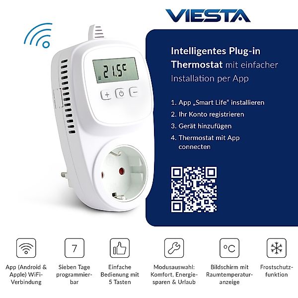 VIESTA Heizkörperthermostat TH12 WIFI Thermostat Steckdosenthermostat günstig online kaufen