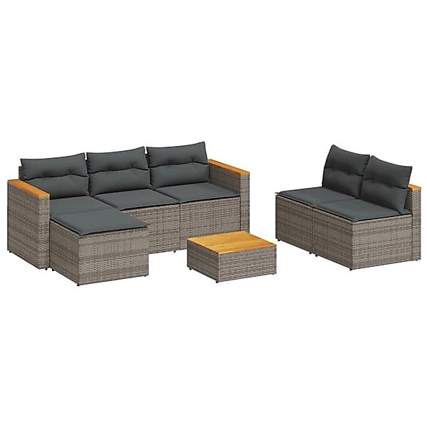 vidaXL 5-Tlg Garten-Sofagarnitur mit Kissen Grau Poly Rattan Akazie 3213538 günstig online kaufen