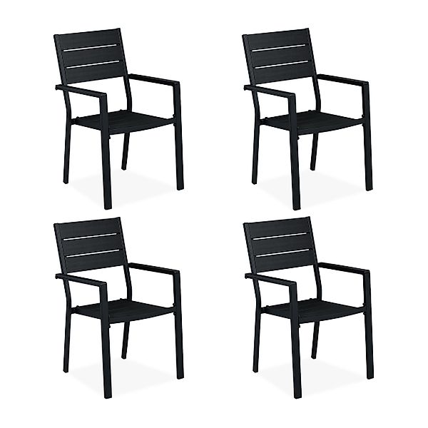 relaxdays Gartenstuhl Schwarzer Gartenstuhl im 4er günstig online kaufen