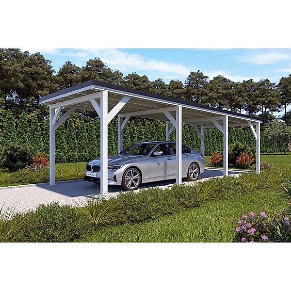 Holzbrüder Carport Ralf 26m² Reinweiß-Schwarz günstig online kaufen