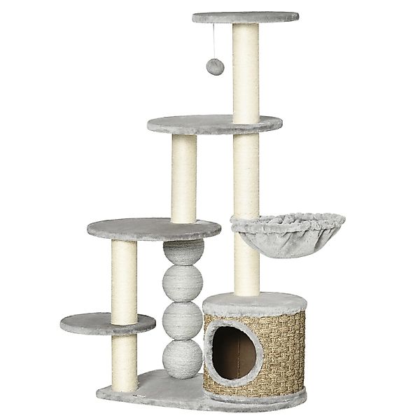 PawHut Kratzbaum Höhe 115,5 cm mit Katzenhöhle Hängematte Spielball günstig online kaufen