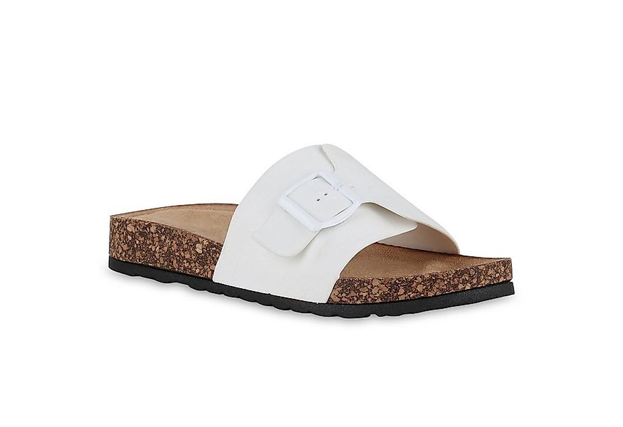 VAN HILL 841089 Pantolette Damen Pantoletten Sandalen Schnallen Korkoptik P günstig online kaufen
