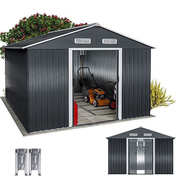 Gerätehaus Anthrazit 312x257x178 verzinkter Bodenkranz mit Bodenleiste günstig online kaufen