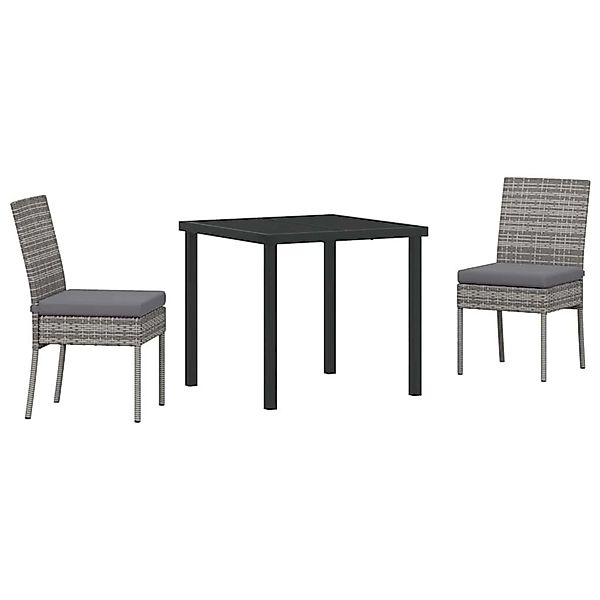 vidaXL Garten Essgruppe 3-Tlg Grau Poly Rattan 3379212 günstig online kaufen