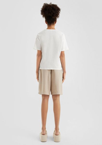 QS Kurzarmshirt T-Shirt Baumwollshirt mit überschnittener günstig online kaufen