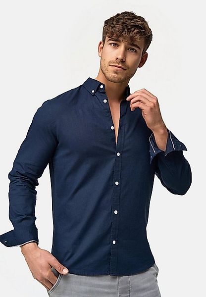 Indicode Langarmhemd Herren Brayden Herrenhemd Langarm mit Button-Down-Krag günstig online kaufen